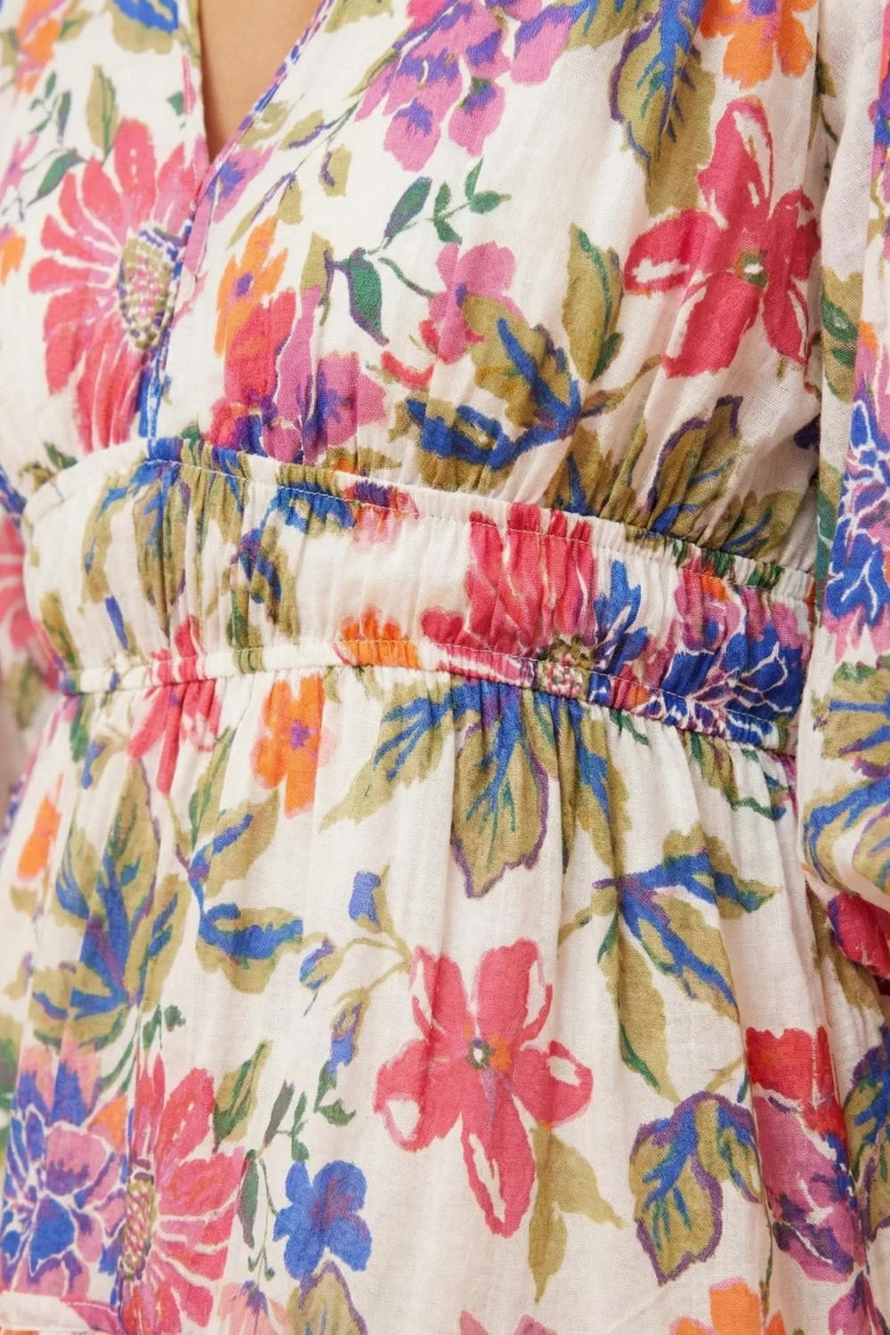 Style Cheat Pink Puff Sleeve V-Neck Floral Midi Dress - 14 Image 4