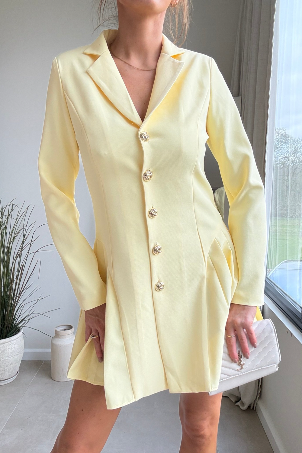 Style Cheat Katie Lemon Pleated Blazer Dress - 12 Image 2