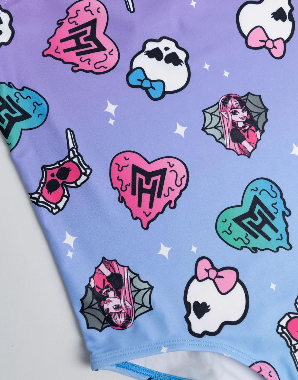 Vanilla Underground Monster High Girls Purple Gradient Sticker 1 Piece Swimming Costume (4-14 Years) - 13-14 Yrs Image 5