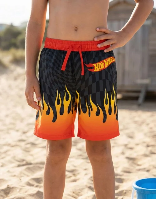 Vanilla Underground Hot Wheels Boys Red Flame Short Swim Shorts (3-12 Years) - 11-12 Yrs Image 4