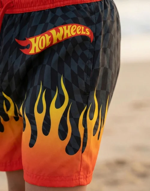 Vanilla Underground Hot Wheels Boys Red Flame Short Swim Shorts (3-12 Years) - 11-12 Yrs Image 3