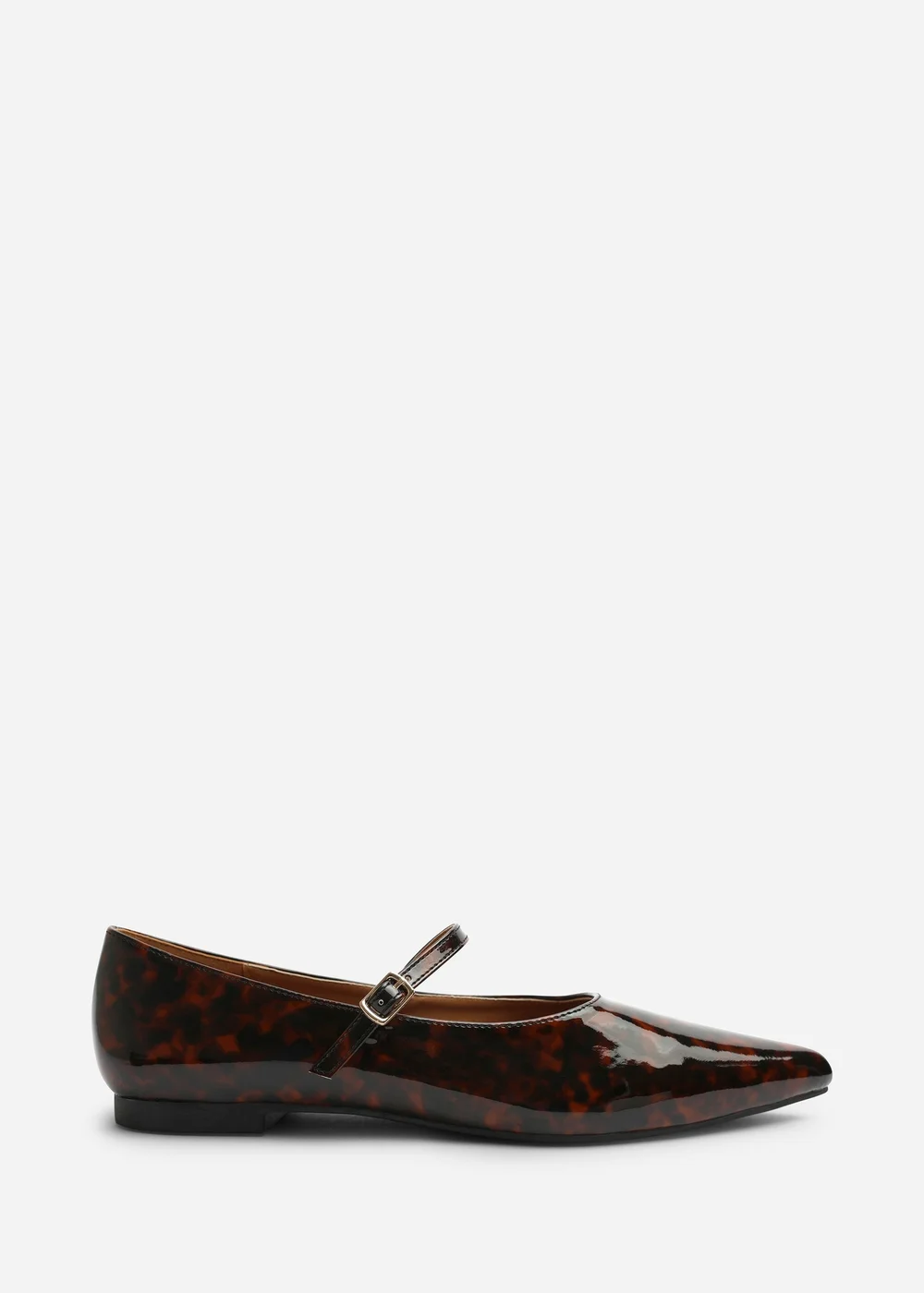Where's That From Novalee Tortoise Wide Fit Pointed Toe Mary Jane Front Strap Ballet Flats - 5 Wide Image 2
