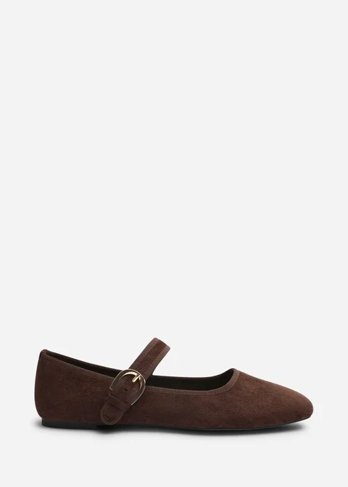 Where's That From Karsyn Dark Brown Mary Jane Ballet Flats With Buckle Detail - Size 6 Image 2