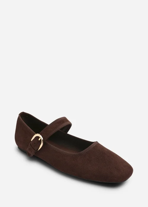 Where's That From Karsyn Dark Brown Mary Jane Ballet Flats With Buckle Detail - Size 6 Image 3