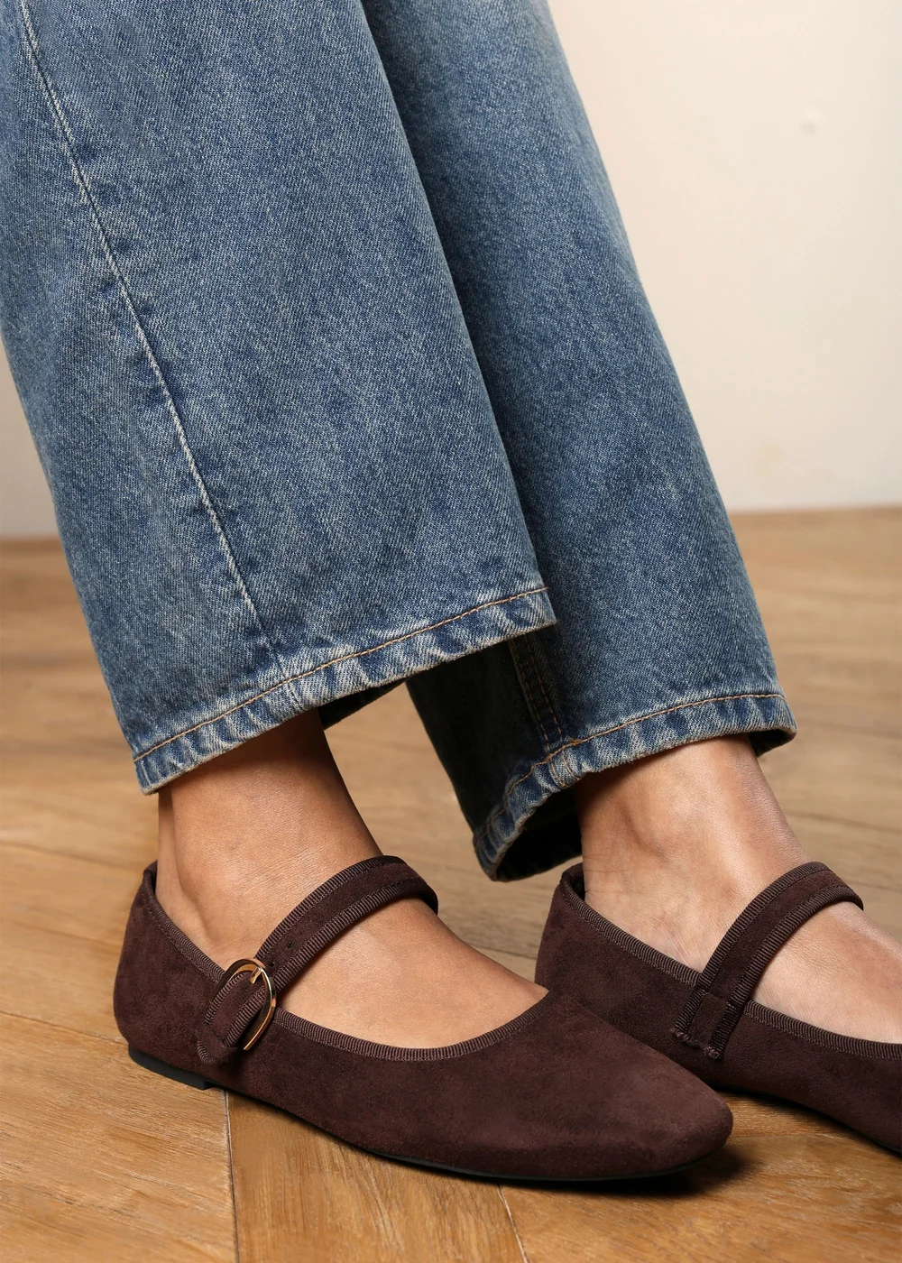 Where's That From Karsyn Dark Brown Mary Jane Ballet Flats With Buckle Detail - Size 6 Image 5