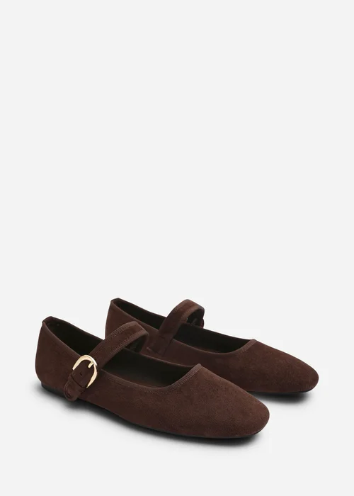 Where's That From Karsyn Dark Brown Mary Jane Ballet Flats With Buckle Detail - Size 6 Image 4