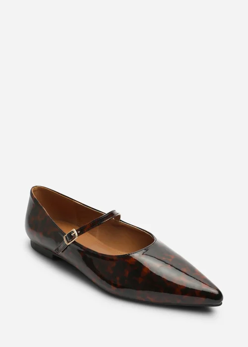Where's That From Novalee Tortoise Pointed Toe Mary Jane Front Strap Ballet Flats - 8 Image 3