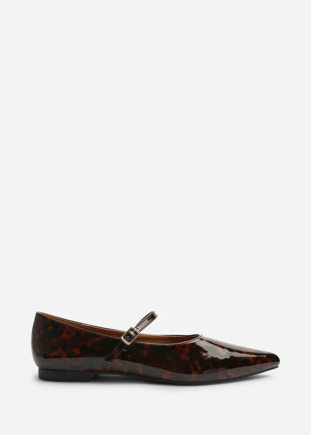 Where's That From Novalee Tortoise Pointed Toe Mary Jane Front Strap Ballet Flats