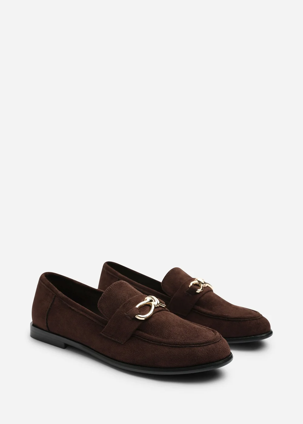 Where's That From Freyja Dark Brown Wide Fit Knot Trim Hardware Detail Flat Loafers - 4 Wide Image 4
