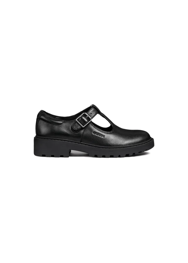 Geox Black Girls J Casey G. E Buckle Shoe (Younger 10 - 12.5)