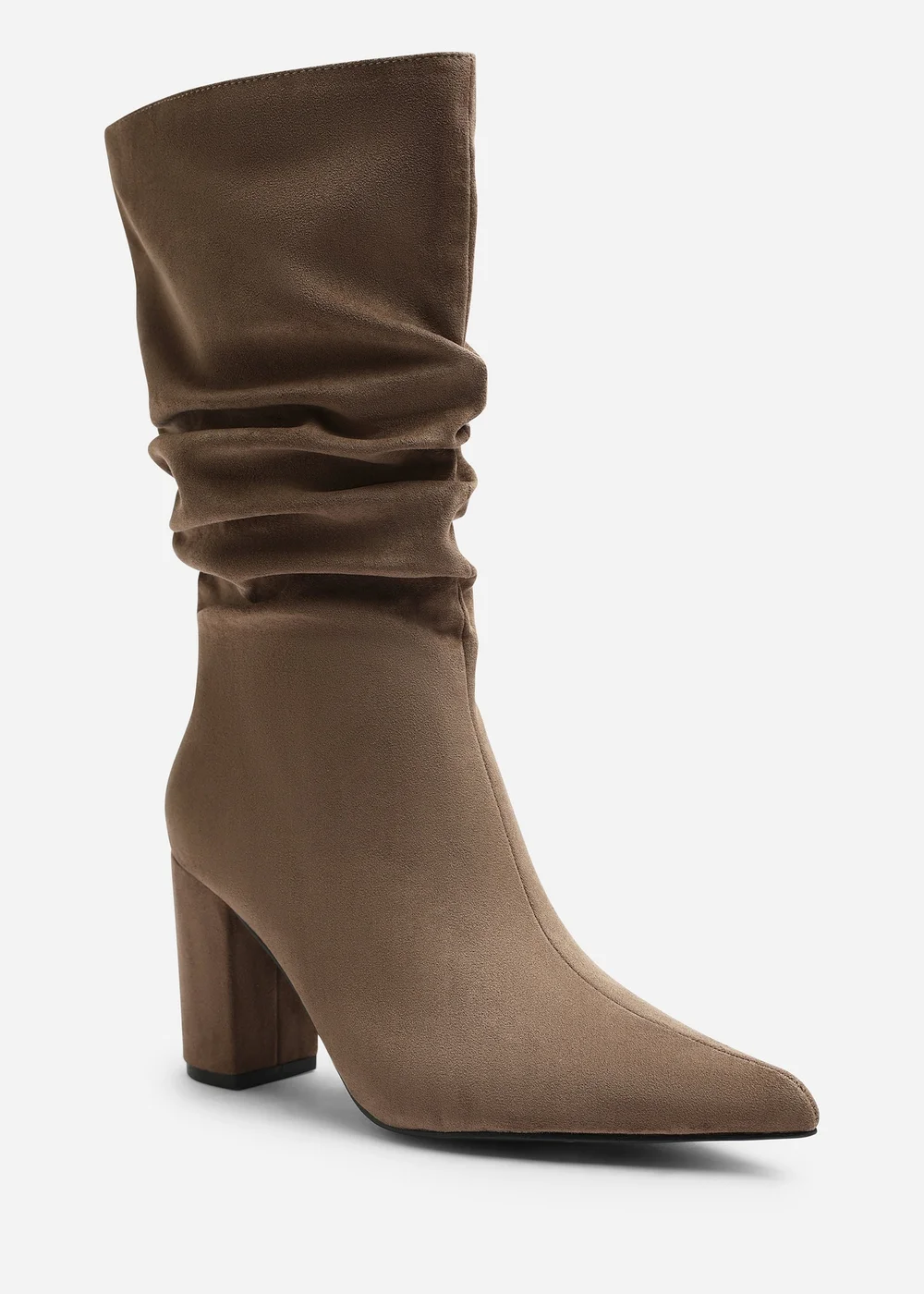 Where's That From Lilyana Taupe Ruched Heeled Calf Boot - Size 8 Image 2