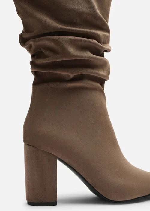 Where's That From Lilyana Taupe Ruched Heeled Calf Boot - Size 8 Image 4