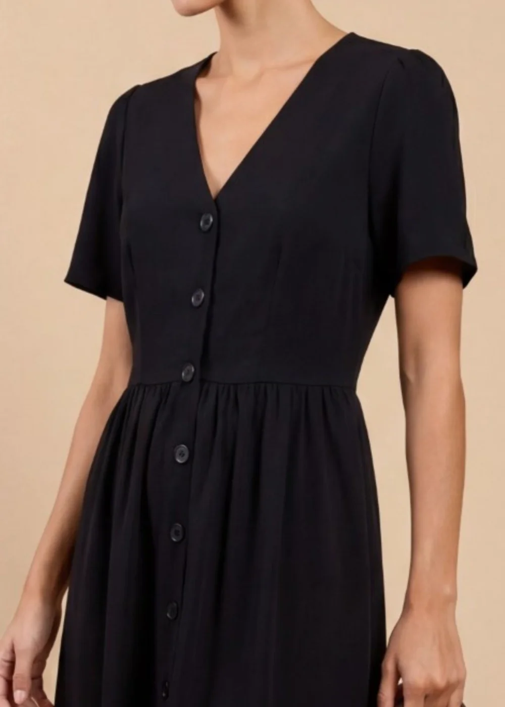 Little Mistress Black Crepe Button-Down Midi Dress - 12 Image 3