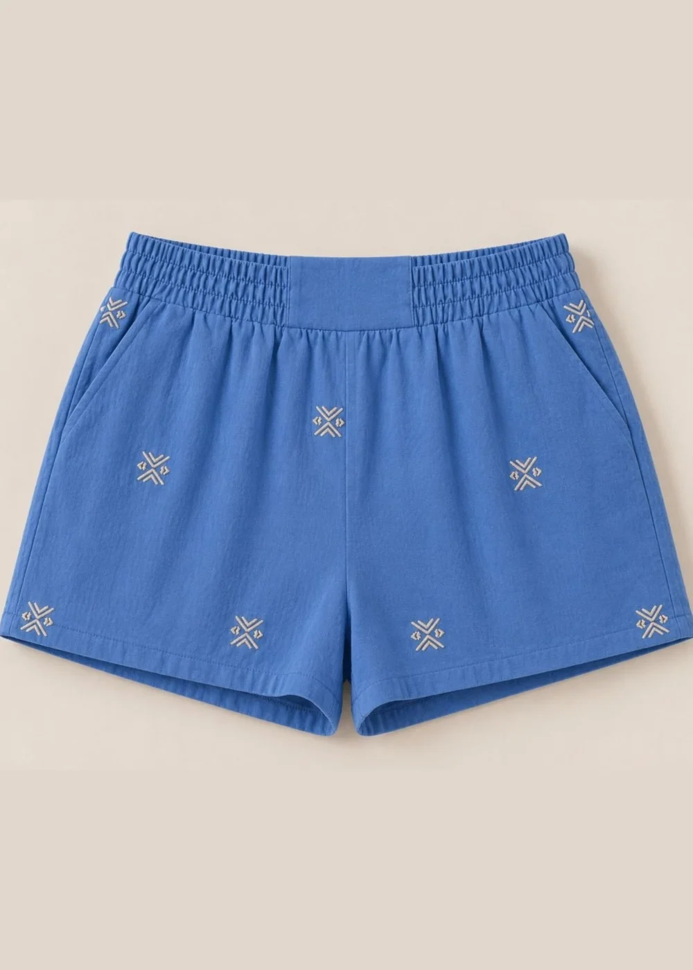 Little Mistress Blue Embroidered Cotton Shorts - 14 Image 6