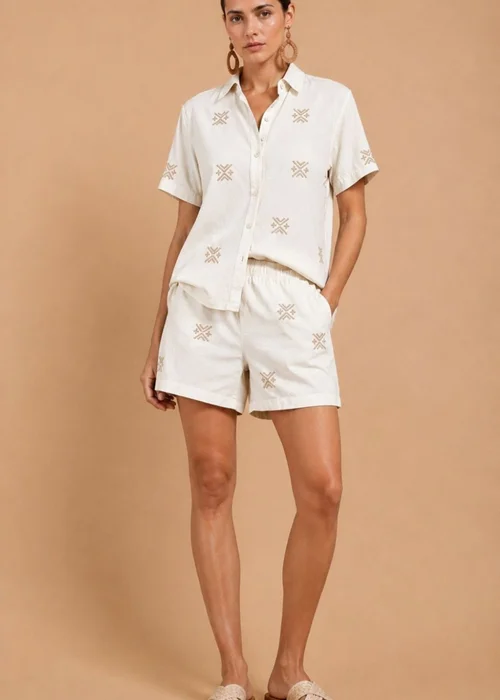 Little Mistress White Embroidered Cotton Shorts - 12 Image 5