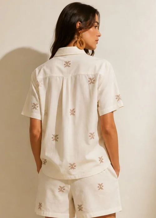 Little Mistress White Embroidered Cotton Shorts - 12 Image 3