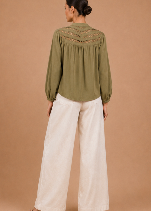 Little Mistress Olive Cutwork Detail Shirt - 14 Image 5