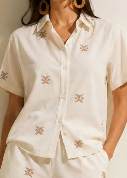 Little Mistress White Embroidered Cotton Shirt - 10 Image 3