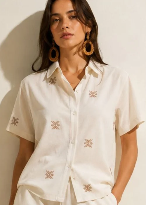Little Mistress White Embroidered Cotton Shirt - 10 Image 1
