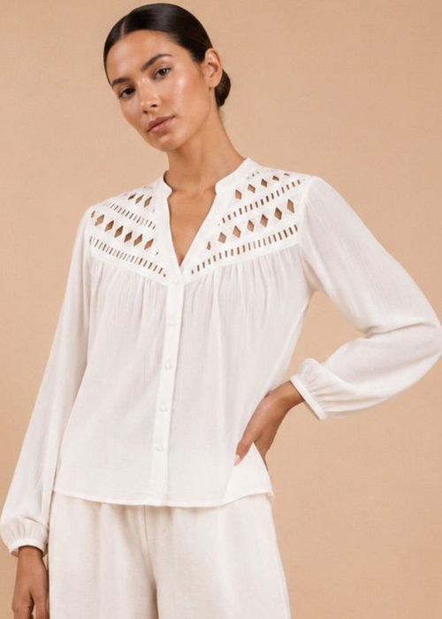 Little Mistress White Cutwork Detail Shirt - 14 Image 1