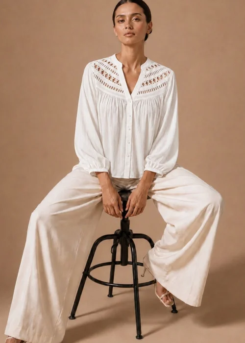 Little Mistress White Cutwork Detail Shirt - 14 Image 6