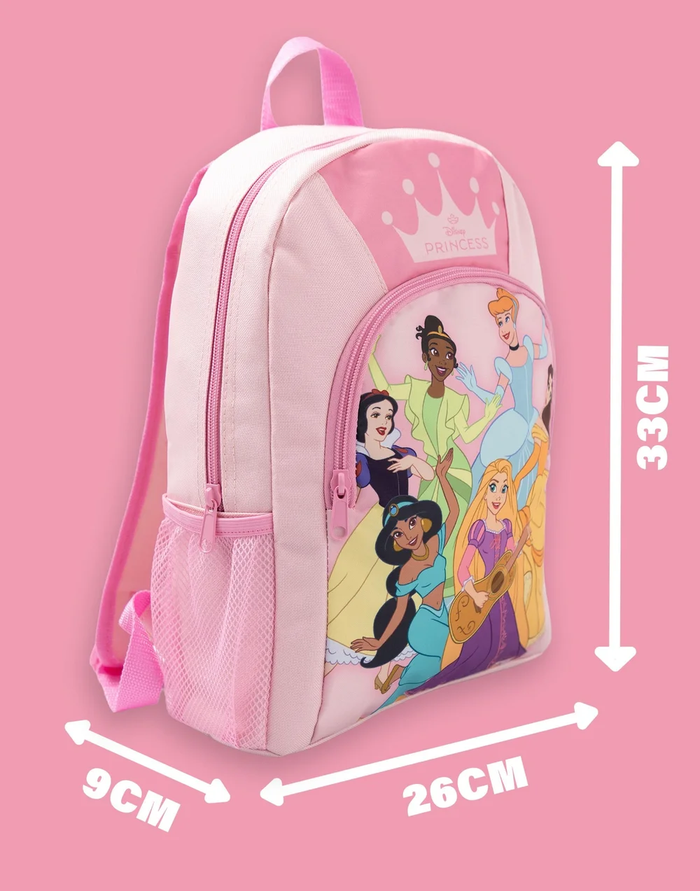 Disney Princess Girls Pink Crown Backpack (One Size) - One Size Image 5