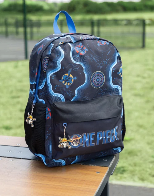 One Piece Unisex Kids Black Skull Map Backpack (One Size) - One Size Image 1