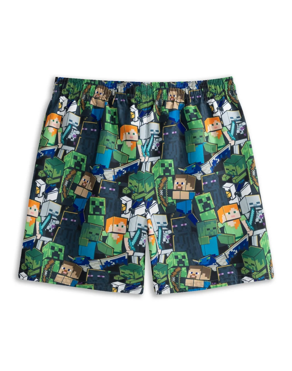 Vanilla Underground Minecraft Boys Green Oversized Character Swim Shorts (5-14 Years) - 5-6 Yrs Image 2