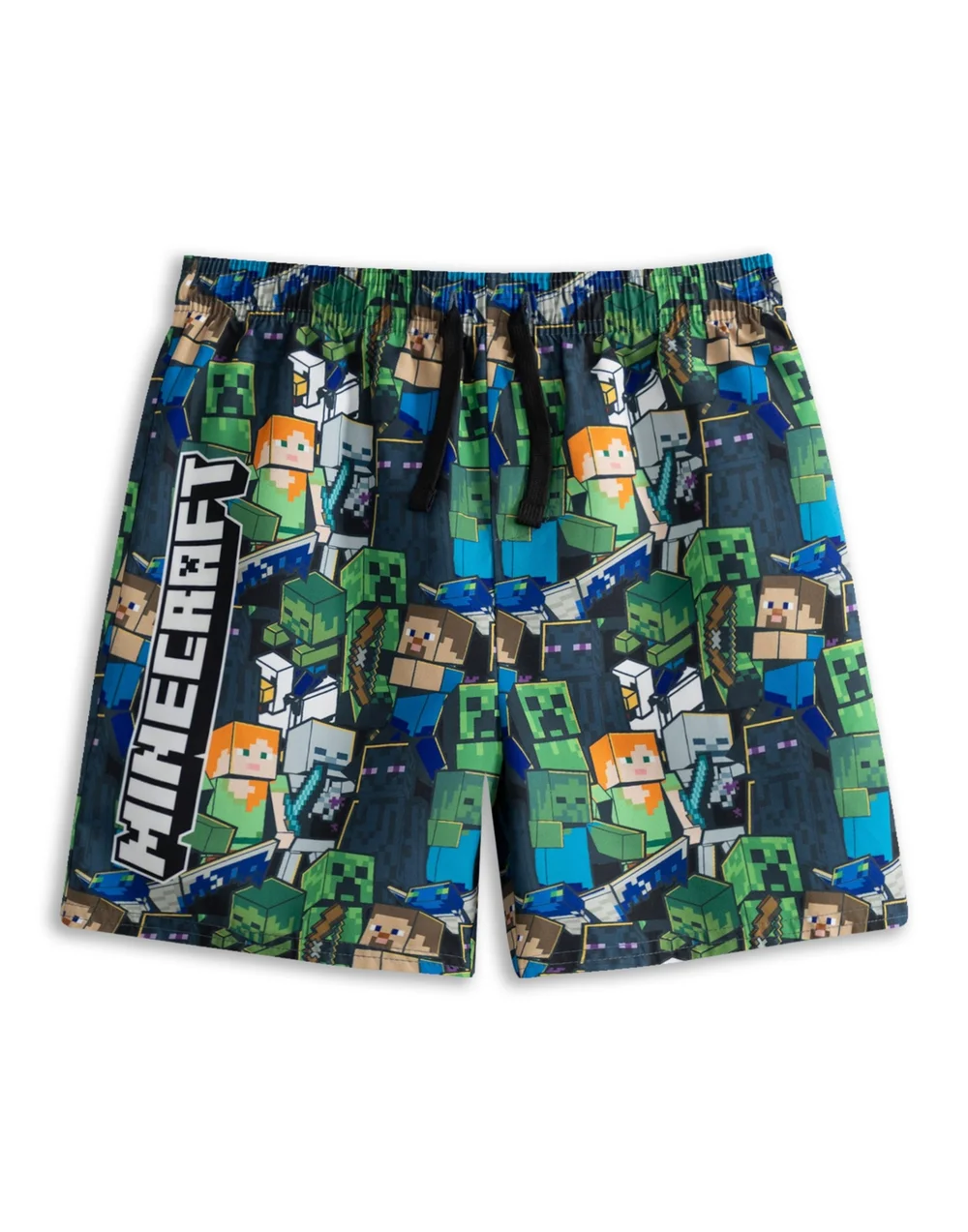Vanilla Underground Minecraft Boys Green Oversized Character Swim Shorts (5-14 Years) - 5-6 Yrs Image 1