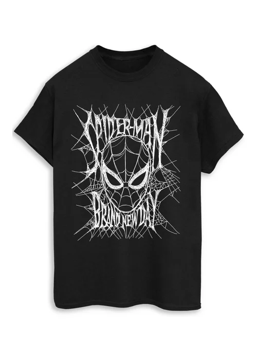 Spiral Galaxy Marvel Spider-Man Brand New Day Mono Web Black Graphic T-Shirt - M Image 1