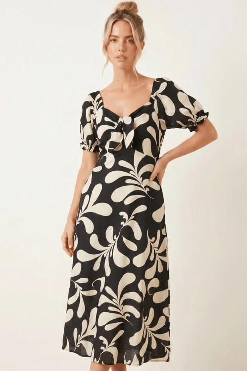 Style Cheat Black Mono Floral Midi Dress - 8 Image 2