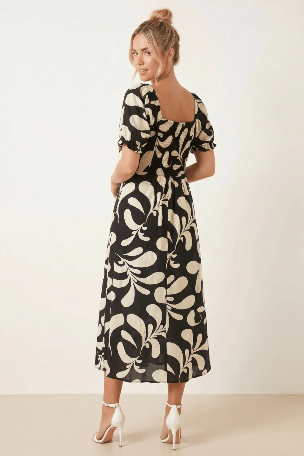 Style Cheat Black Mono Floral Midi Dress - 8 Image 4