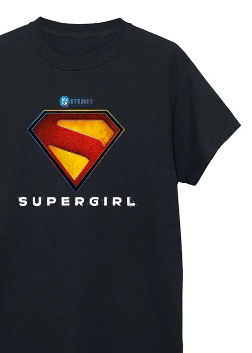 Ada & Ted DC Comics Supergirl Shield Girls Black Graphic T-Shirt (3-13 Years) - 9-11 Yrs Image 2