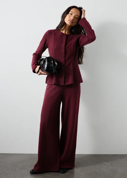 Wine Peplum Co Ord Top - Size 8 Image 4
