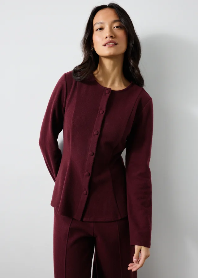Wine Peplum Co Ord Top