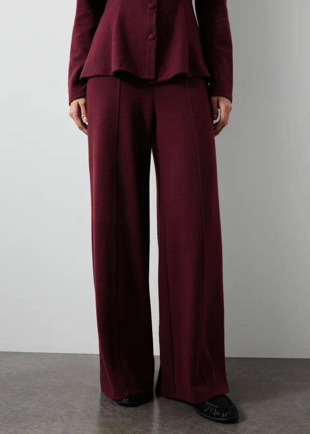 Wine Soft Touch Wide Leg Co Ord Trousers