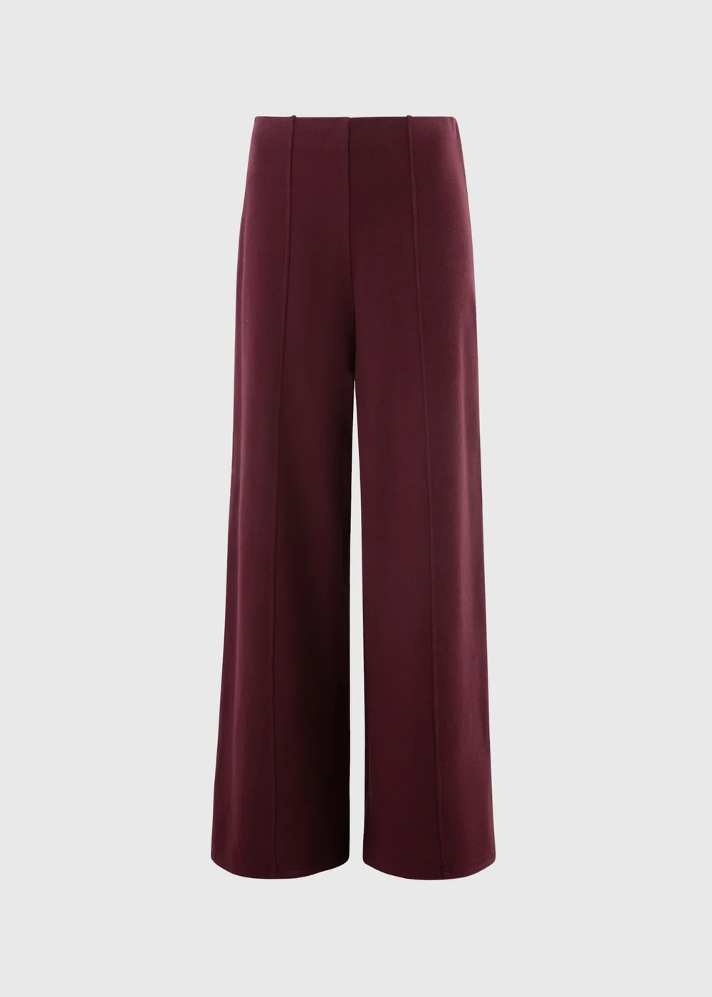 Wine Soft Touch Wide Leg Co Ord Trousers - Size 08 27 leg Image 5