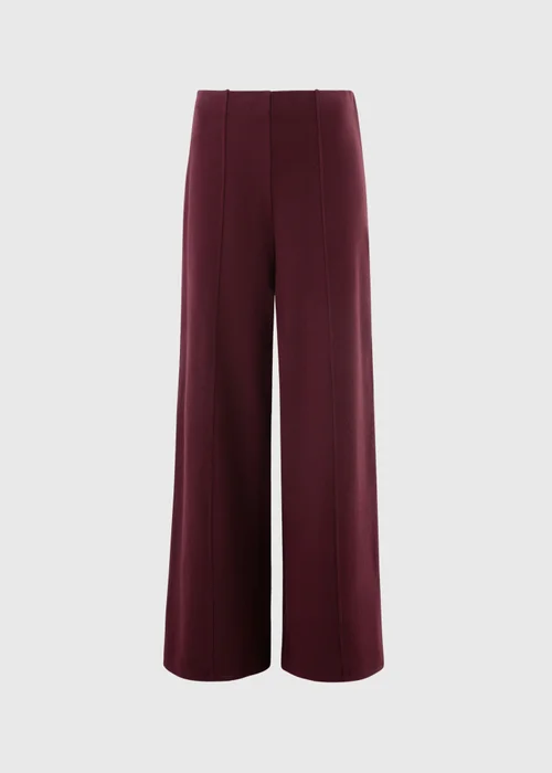 Wine Soft Touch Wide Leg Co Ord Trousers - Size 08 27 leg Image 5