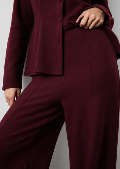 Wine Soft Touch Wide Leg Co Ord Trousers - Size 08 27 leg Image 3