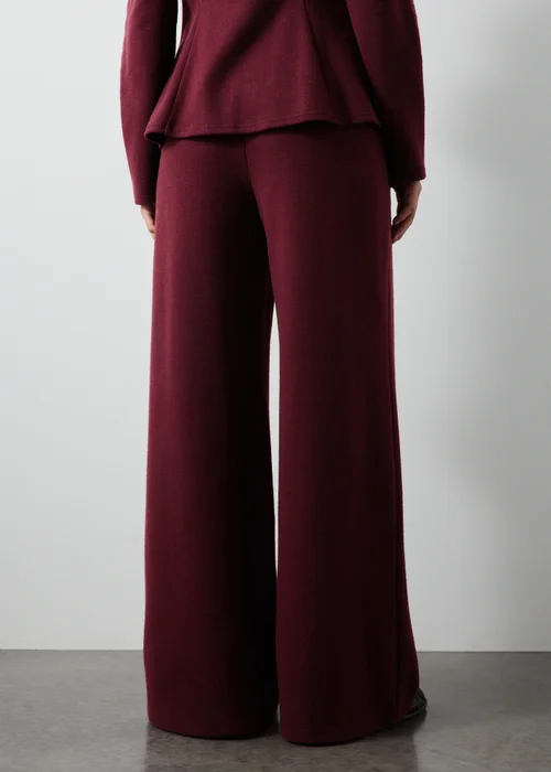 Wine Soft Touch Wide Leg Co Ord Trousers - Size 08 27 leg Image 2