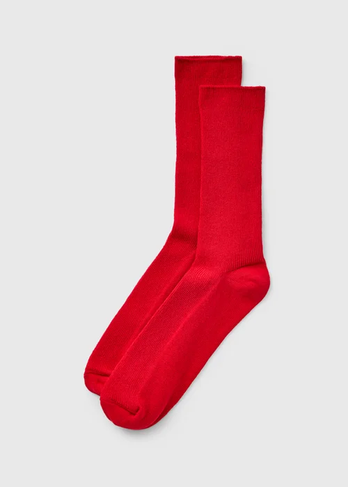 Red Ribbed Socks - One Size Image 1