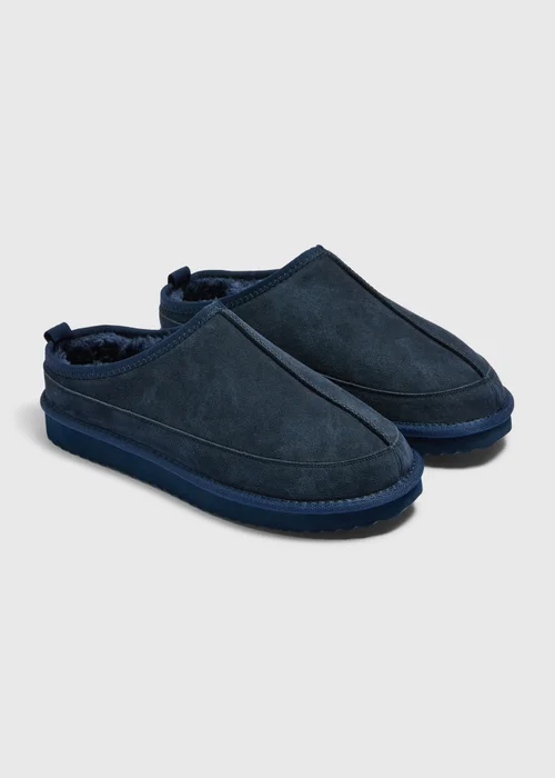 Navy Suede Mule Slippers - Size 6 Image 1