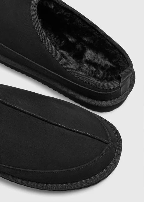 Black Suede Mule Slippers - Size 6 Image 2