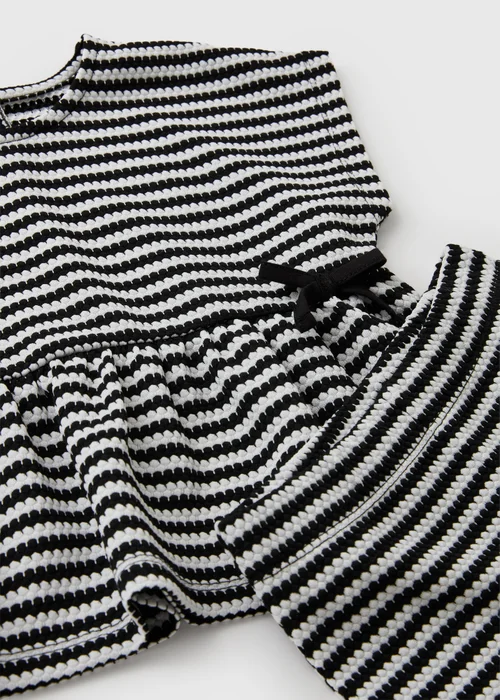 Girls Black Striped Wide Leg Top and Bottoms Set (1-8yrs) - 1-1.5 Yrs Image 2