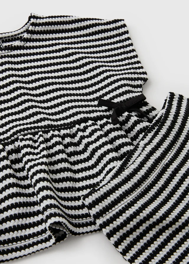 Girls Black Striped Wide Leg Top and Bottoms Set (1-8yrs)
