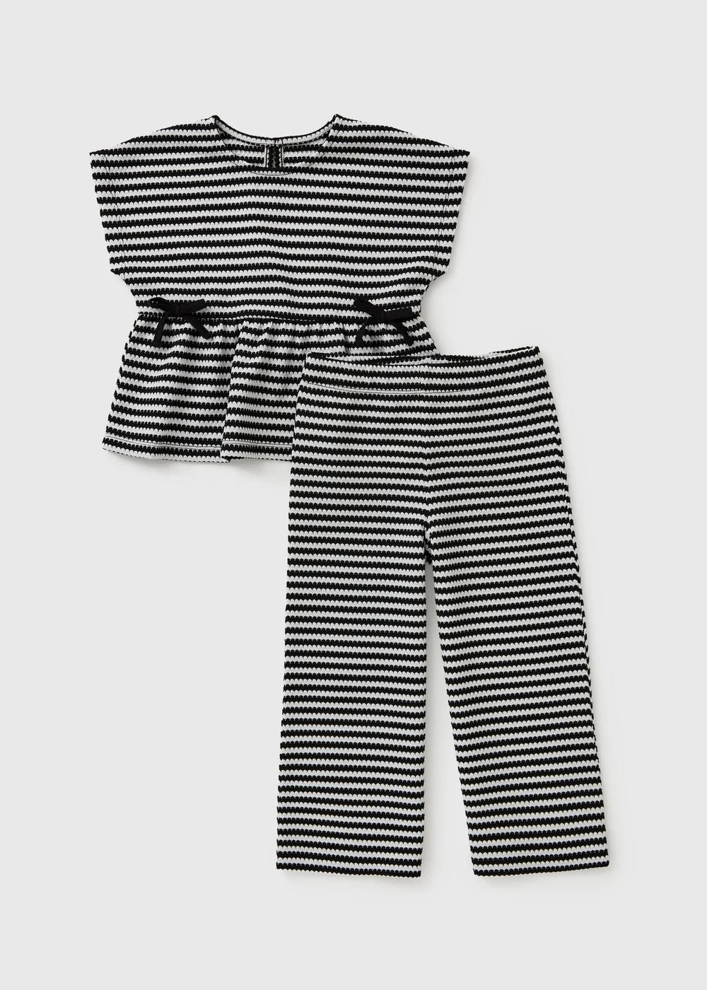 Girls Black Striped Wide Leg Top and Bottoms Set (1-8yrs) - 1-1.5 Yrs Image 1