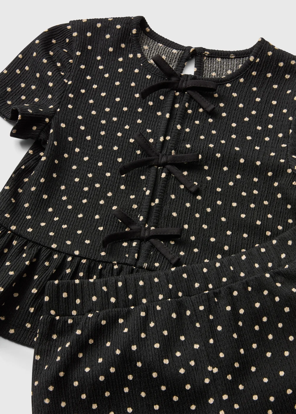 Girls Black Polka Dot Wide Leg Top & Trousers Set (1-8 Yrs) - 1-1.5 Yrs Image 2