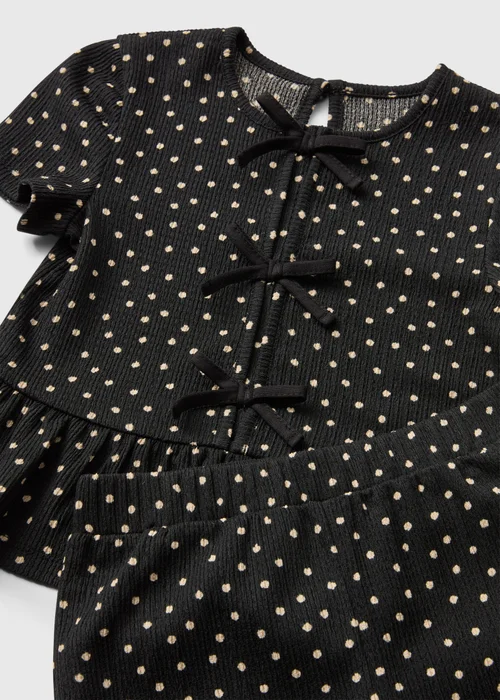 Girls Black Polka Dot Wide Leg Top & Trousers Set (1-8 Yrs) - 1-1.5 Yrs Image 2