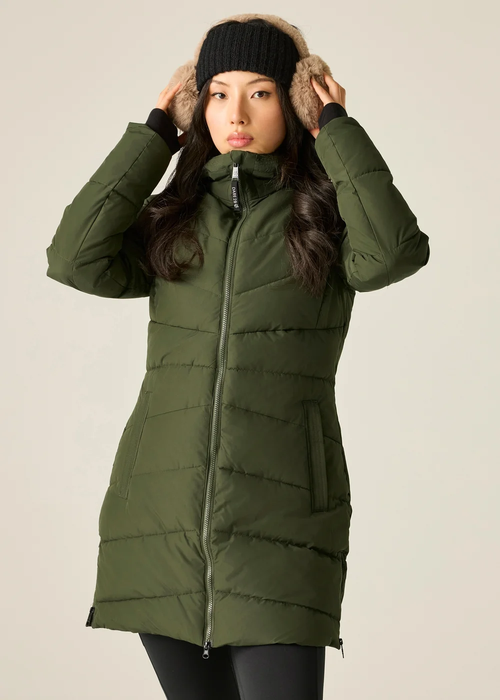 Dare 2B Khaki Glacier Long Waterproof Insulated Jacket - 14 Image 1