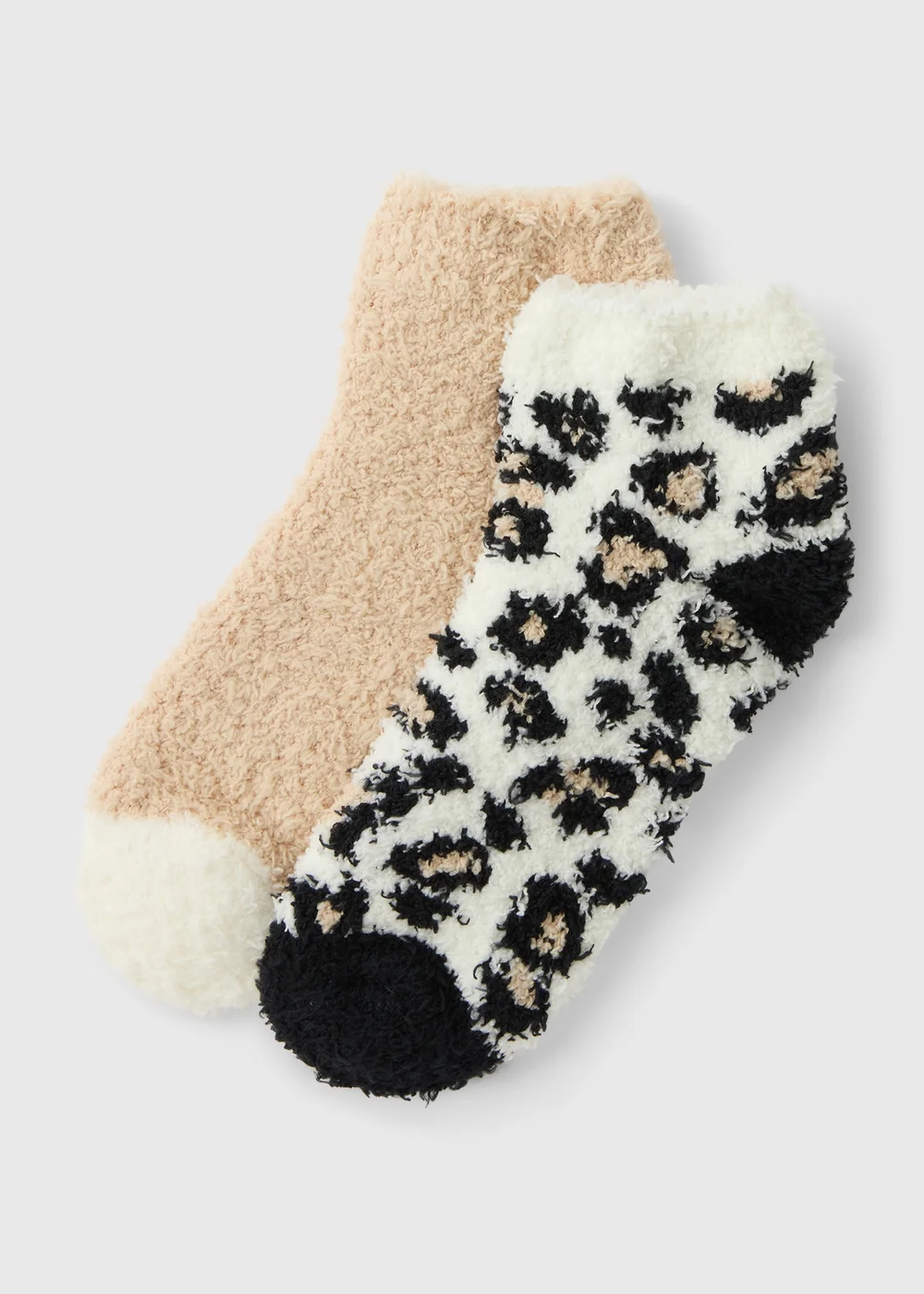 2 Pack Leopard/Beige Cosy Socks - One Size Image 1
